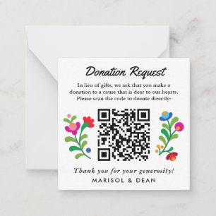 Tarjeta Pequeña Regalo de solicitud de donación de bordado mexican