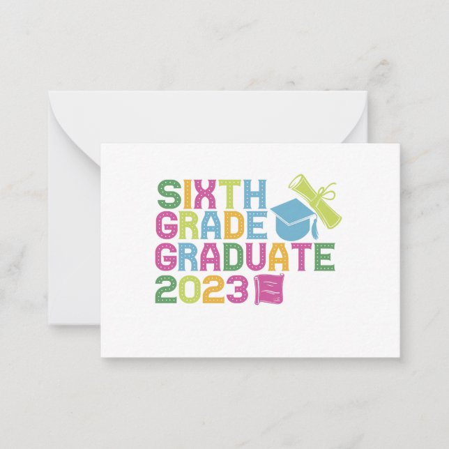 Tarjeta Pequeña Regalo de vacaciones de graduación de sexto grado  (Anverso)