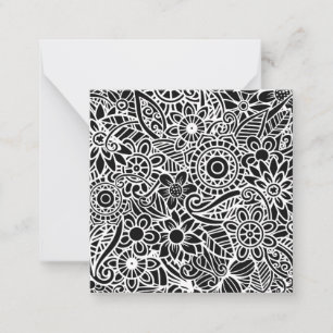 Tarjeta Pequeña Regalo divertido moderno de Mandela Floral Black W