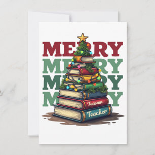Tarjeta Pequeña Regalo para Maestro   Feliz Navidad Libros para Ma