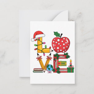 Tarjeta Pequeña Regalo para maestros Lápiz de amor Manzanas Libr