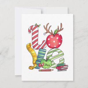Tarjeta Pequeña Regalo para maestros Lápiz de manzana de amor