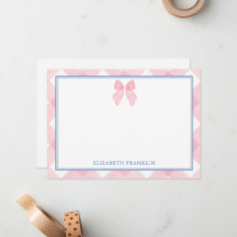 Tarjeta Pequeña Regalo personalizado clásico de cuadros rosados pa