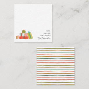 Tarjeta Pequeña Regalos de Navidad en Acuarela Moderna Cuadrado Fi
