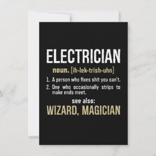 Tarjeta Pequeña Regalos divertidos para electricistas con definici