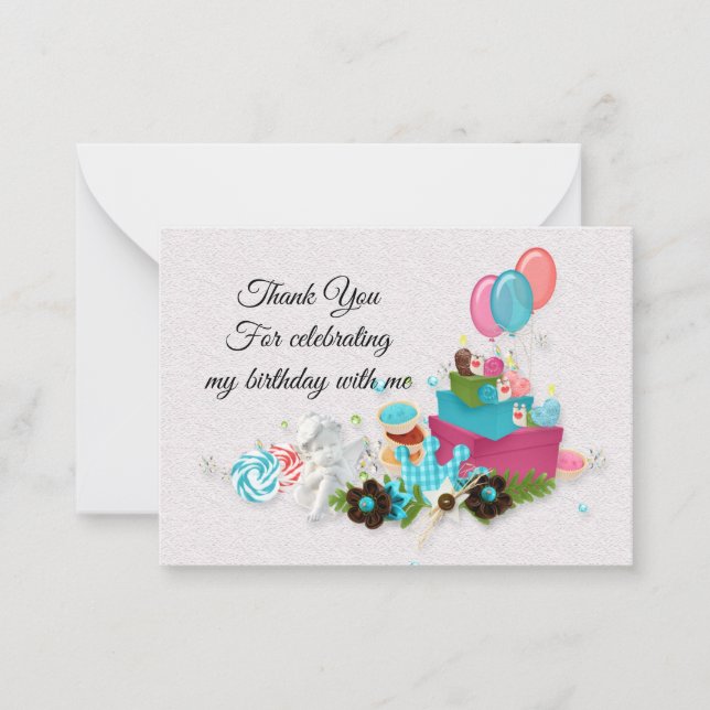 Tarjeta Pequeña Regalos Para El Día Del Nacimiento Gracias Cartas (Anverso)