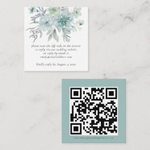 Tarjeta Pequeña Registro de código QR de florals verde azuladas Bo