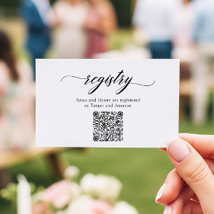 Tarjeta Pequeña Registro de ducha de código QR con guión elegante 