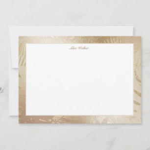 Tarjeta Pequeña Relieve metalizado de imitación dorado hojas tropi