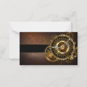 Tarjeta Pequeña Reloj de vapor con engranajes antiguos