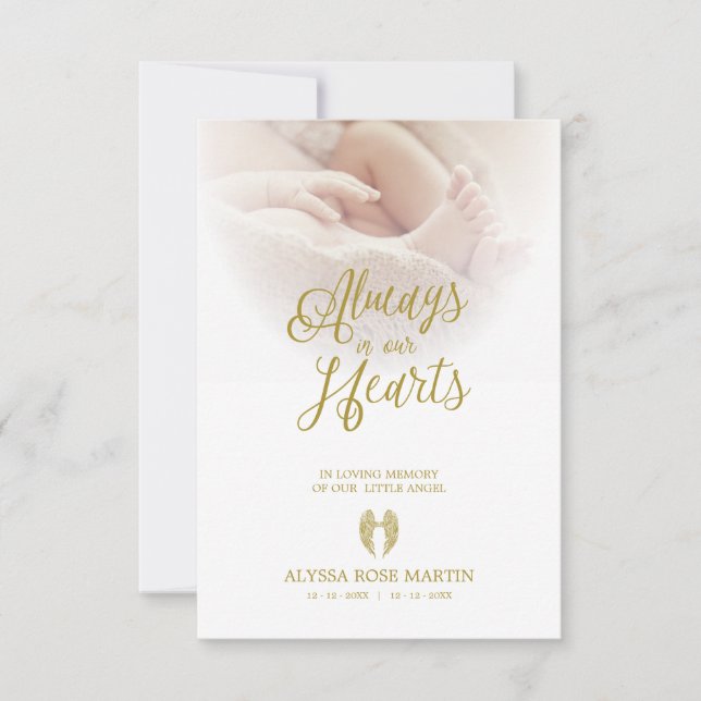 Tarjeta Pequeña Remember Little Angel Beloved Ones Passed Away (Anverso)