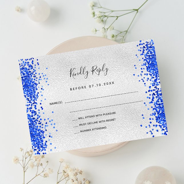 Tarjeta Pequeña Renovación de la boda real azul moderno (Subido por el creador)