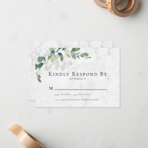 Tarjeta Pequeña Responder amablemente Eucalyptus Marble RSVP