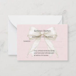 Tarjeta Pequeña Respuesta de arco de marfil rosa rubor RSVP