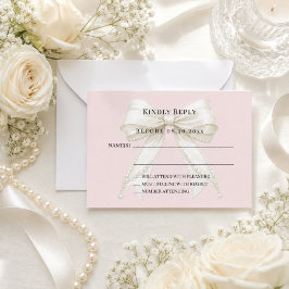 Tarjeta Pequeña Respuesta de arco de marfil rosa rubor RSVP