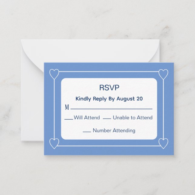 Tarjeta Pequeña Respuesta de Baby Shower azul simple y simple (Anverso)
