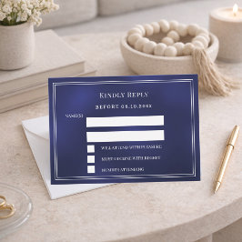 Tarjeta Pequeña Respuesta de boda azul marino RSVP
