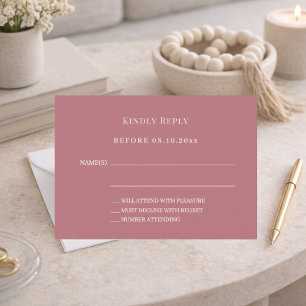 Tarjeta Pequeña Respuesta de boda de marfil oro rosa RSVP