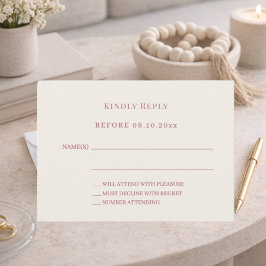 Tarjeta Pequeña Respuesta de boda de oro rosa marfil RSVP