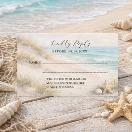 Tarjeta Pequeña Respuesta de boda en la costa de la playa RSVP