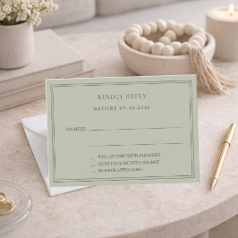 Tarjeta Pequeña Respuesta de boda en verde salvia RSVP