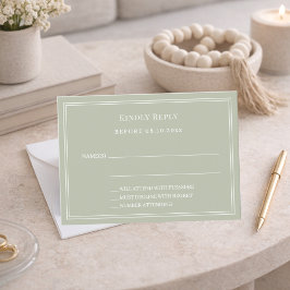 Tarjeta Pequeña Respuesta de boda verde salvia RSVP