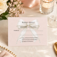 Respuesta de lazo de marfil rosa champán RSVP