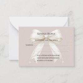 Tarjeta Pequeña Respuesta de lazo marfil taupe RSVP