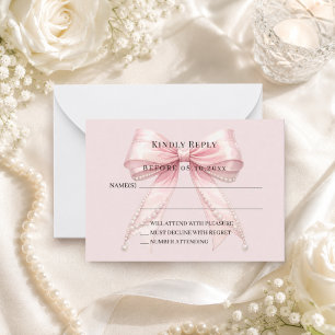 Tarjeta Pequeña Respuesta de lazo rosa rubor RSVP
