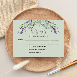 Tarjeta Pequeña Respuesta del boda a los eucaliptos de Lavender
