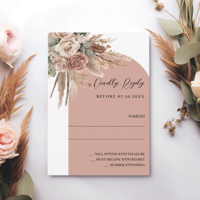 Tarjeta Pequeña Respuesta del boda de arco RSVP beige taupe (Subido por el creador)