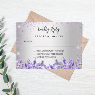 Tarjeta Pequeña Respuesta del boda de color de agua de lavanda pla