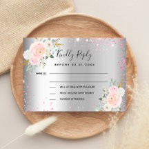 Respuesta del boda de flores rosadas plateadas RSV