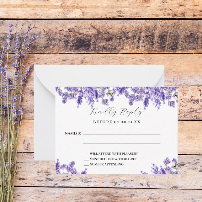 Tarjeta Pequeña Respuesta del boda de Lavender RSVP (Subido por el creador)