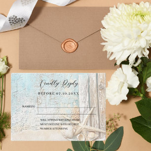 Tarjeta Pequeña Respuesta del boda de mariscos de marea baja RSVP