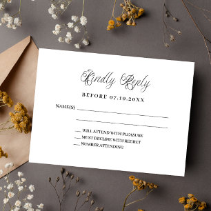 Tarjeta Pequeña Respuesta del boda de script clásico RSVP