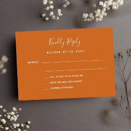 Tarjeta Pequeña Respuesta del boda del naranja quemado RSVP