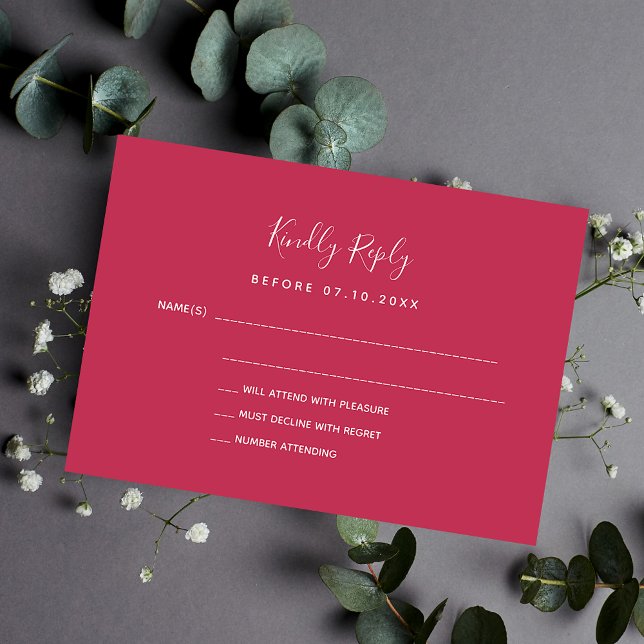 Tarjeta Pequeña Respuesta del boda magenta RSVP (Subido por el creador)