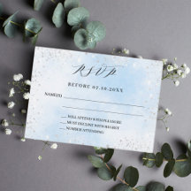Respuesta del boda plateado azul claro RSVP