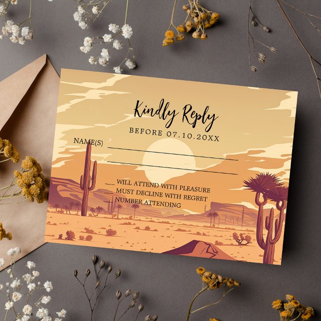 Tarjeta Pequeña Respuesta del boda retro del paisaje del desierto  (Subido por el creador)