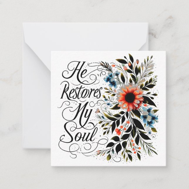 Tarjeta Pequeña Restaura mi alma floral (Anverso)