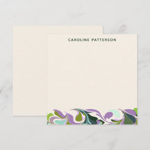 Tarjeta Pequeña Resumen Arte de mármol Morado Verde Personalizado