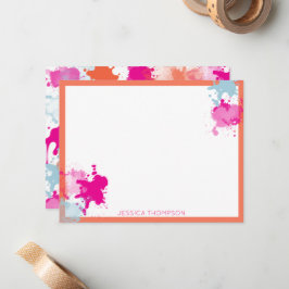 Tarjeta Pequeña Resumen azul rosa naranja Resumen de pinturas mode
