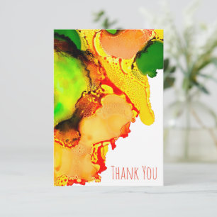 Tarjeta Pequeña Resumen de arte alcohol tinta amarillo verde