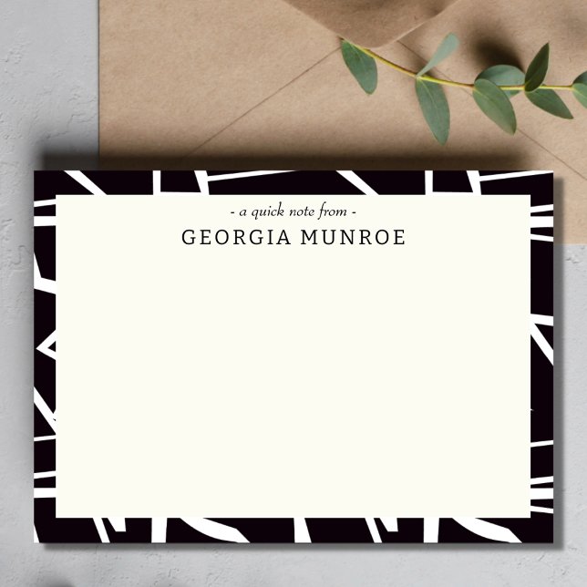 Tarjeta Pequeña Resumen de arte blanco negro Stationery (Subido por el creador)