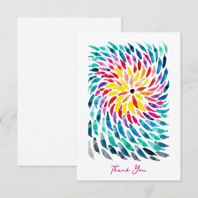 Tarjeta Pequeña Resumen de la acuarela del arco iris espiral (Anverso / Reverso)