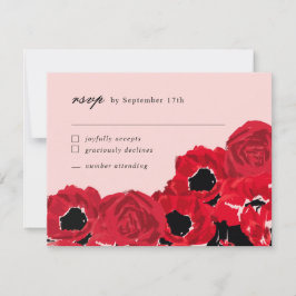 Tarjeta Pequeña Resumen de Rosas y Poppies que coordinan RSVP