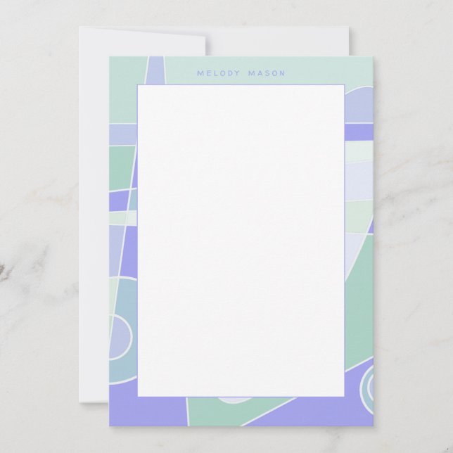 Tarjeta Pequeña Resumen Surfing Purple Green Nombre personalizado (Anverso)