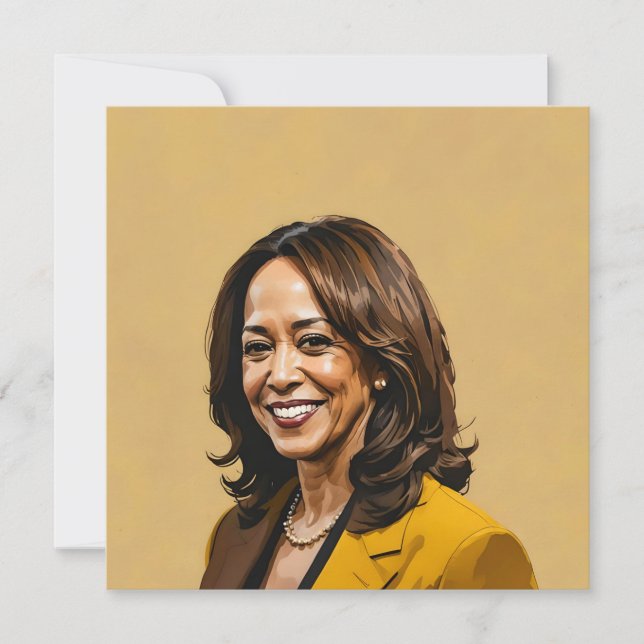 Tarjeta Pequeña Retrato artístico Kamala Harris, versión marrón (Anverso)