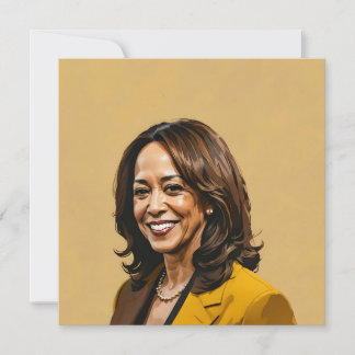 Tarjeta Pequeña Retrato artístico Kamala Harris, versión marrón